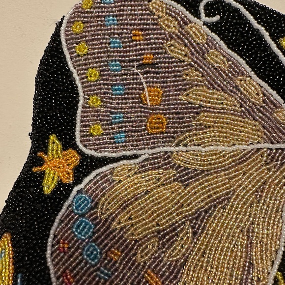 Vintage Y2K Era Black Beaded Butterfly Shoulder Bag - Picture 5 of 7